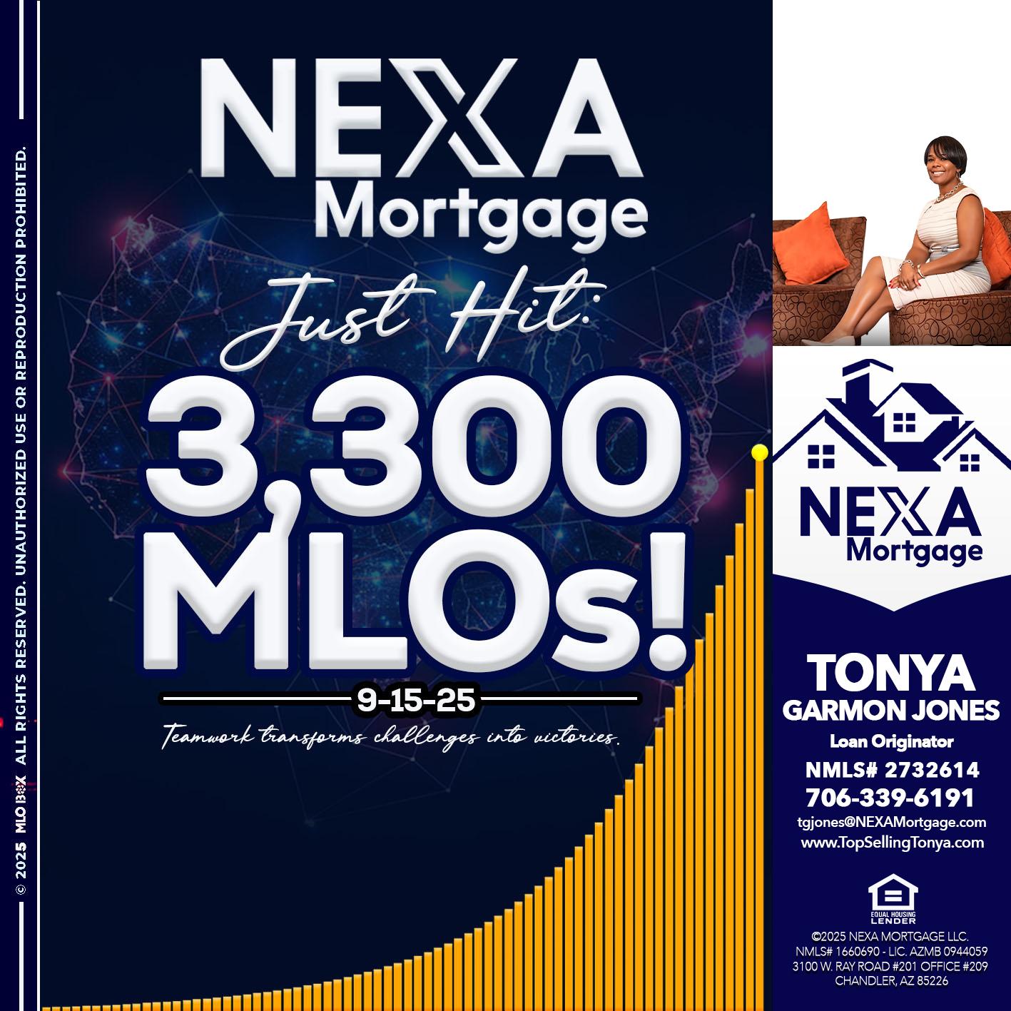NEXA JUST HIT 3300 MLOS - Tonya Garmon Jones -Loan Originator