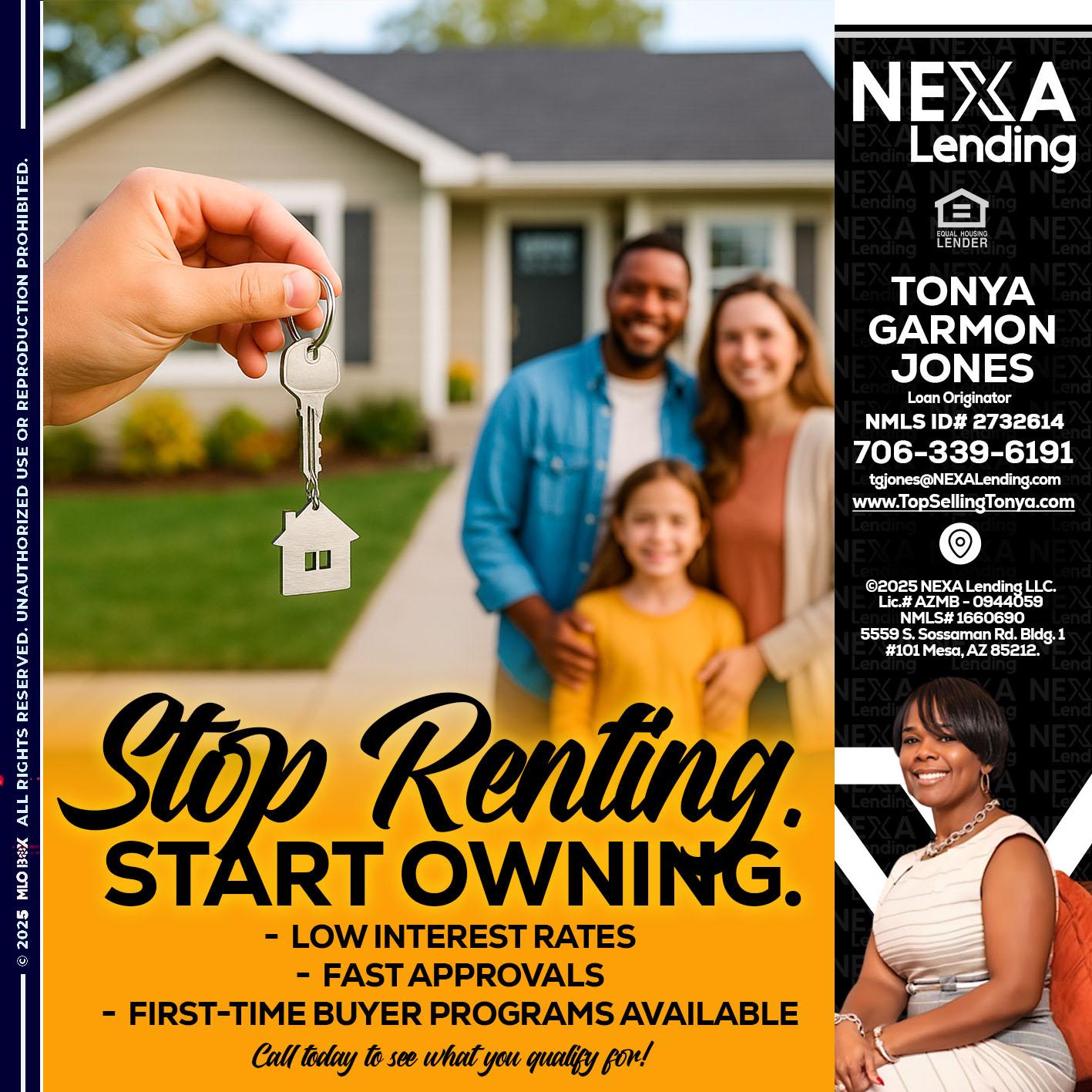 STOP RENTING - Tonya Garmon Jones -Loan Originator