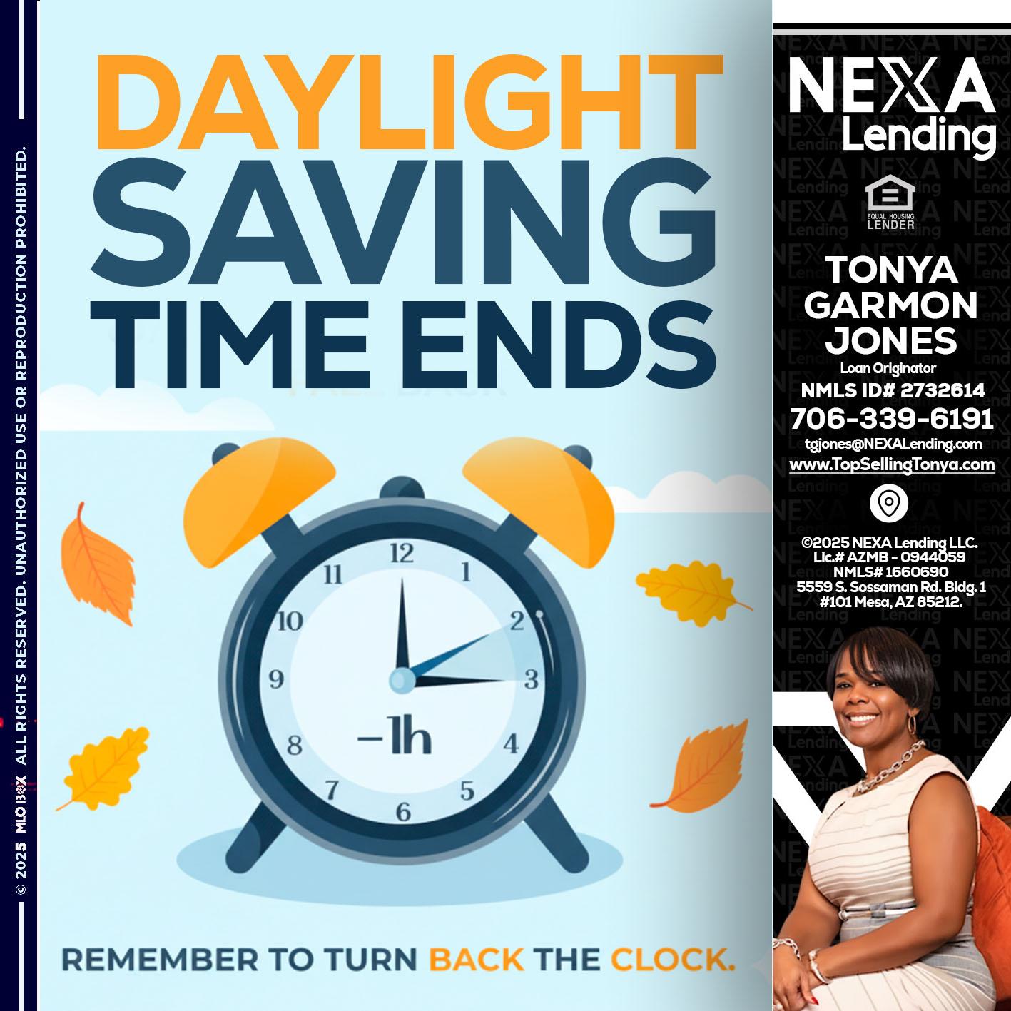 daylight saving - Tonya Garmon Jones -Loan Originator