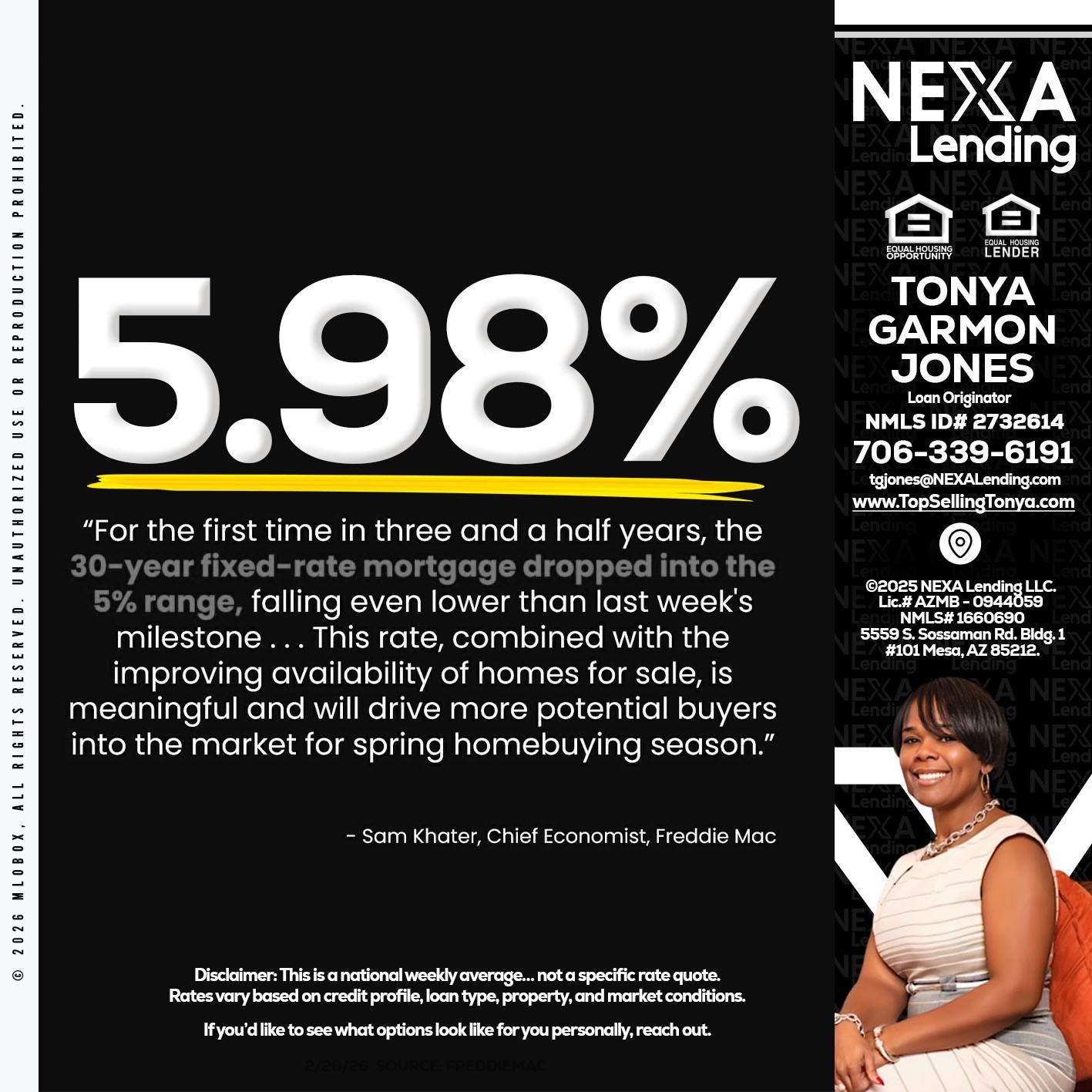 5.98% - Tonya Garmon Jones -Loan Originator