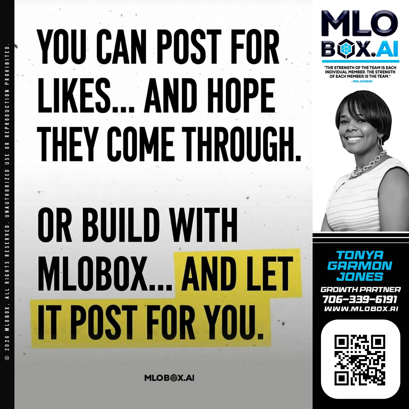 you can post - Tonya Garmon Jones -Loan Originator