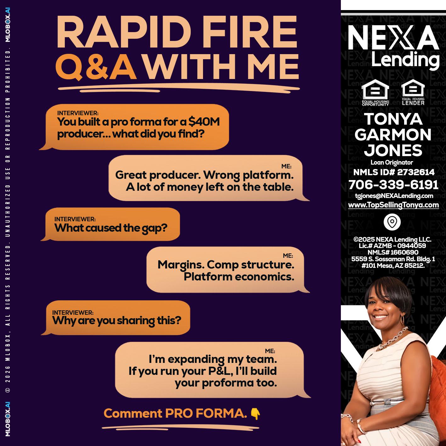 RAPID FIRE - Tonya Garmon Jones -Loan Originator