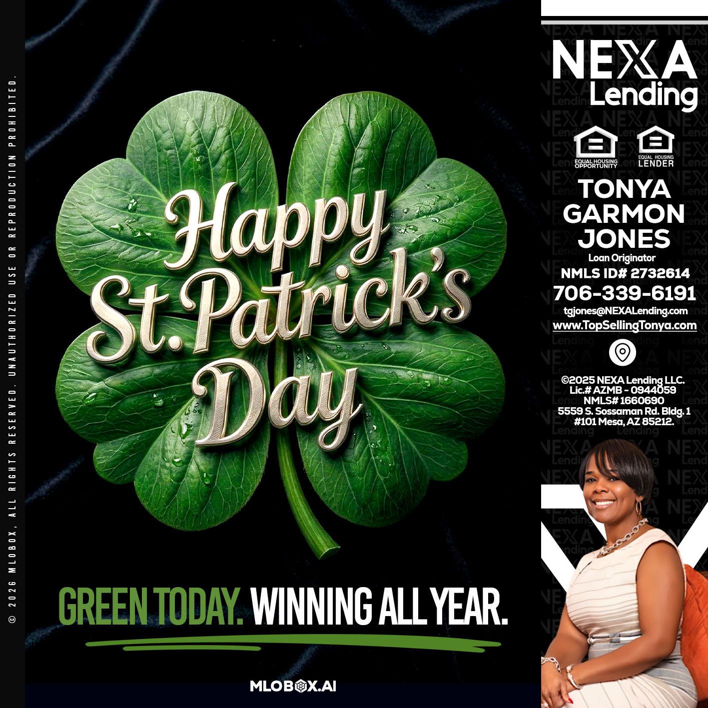 happy st. Patricks day - Tonya Garmon Jones -Loan Originator