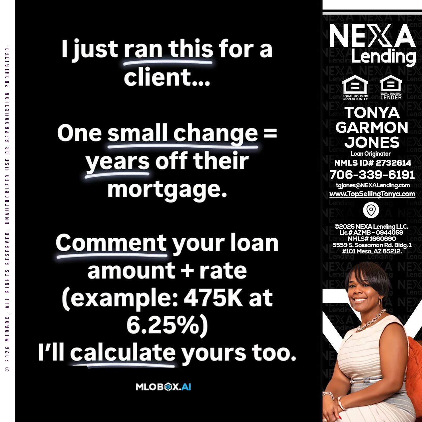 I JUST RAN - Tonya Garmon Jones -Loan Originator