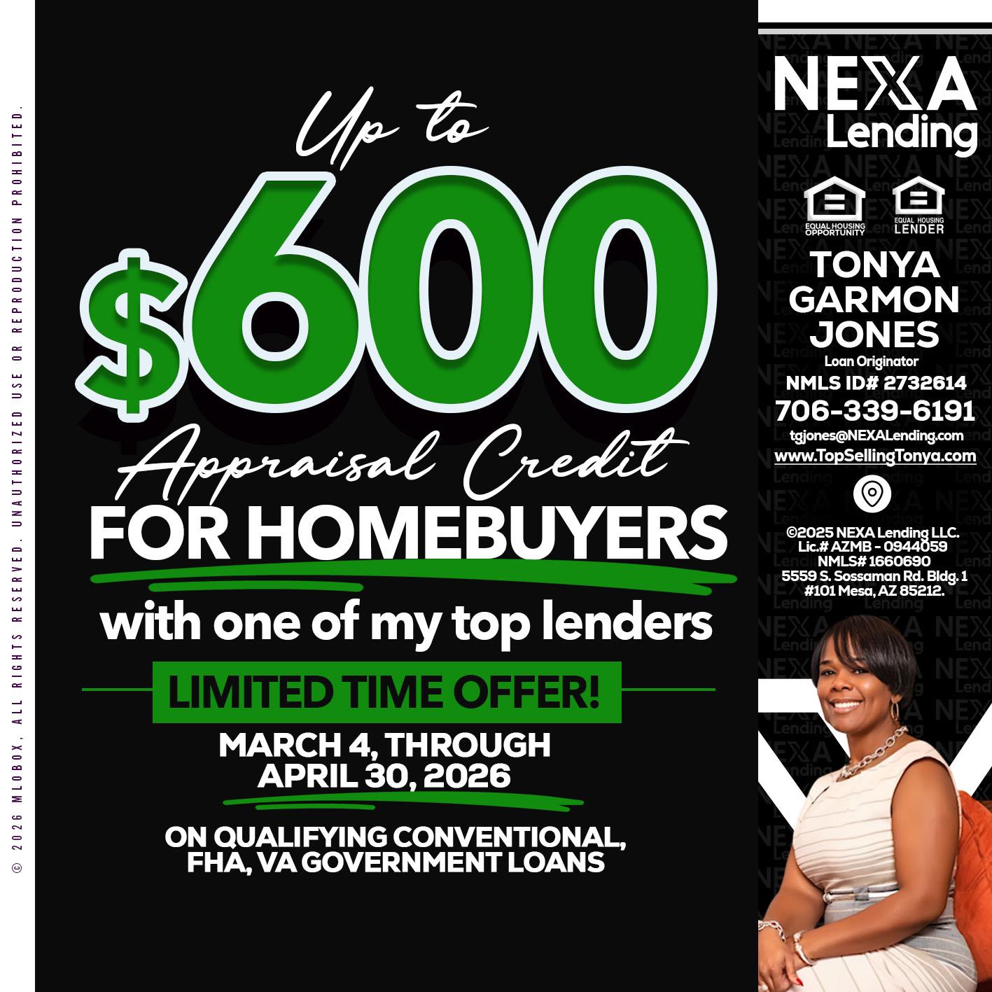 UP TO 600 - Tonya Garmon Jones -Loan Originator