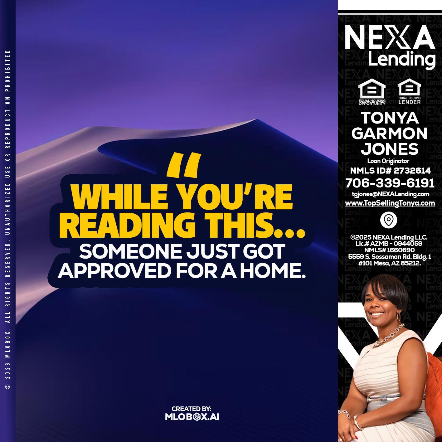 WHILE YOU - Tonya Garmon Jones -Loan Originator